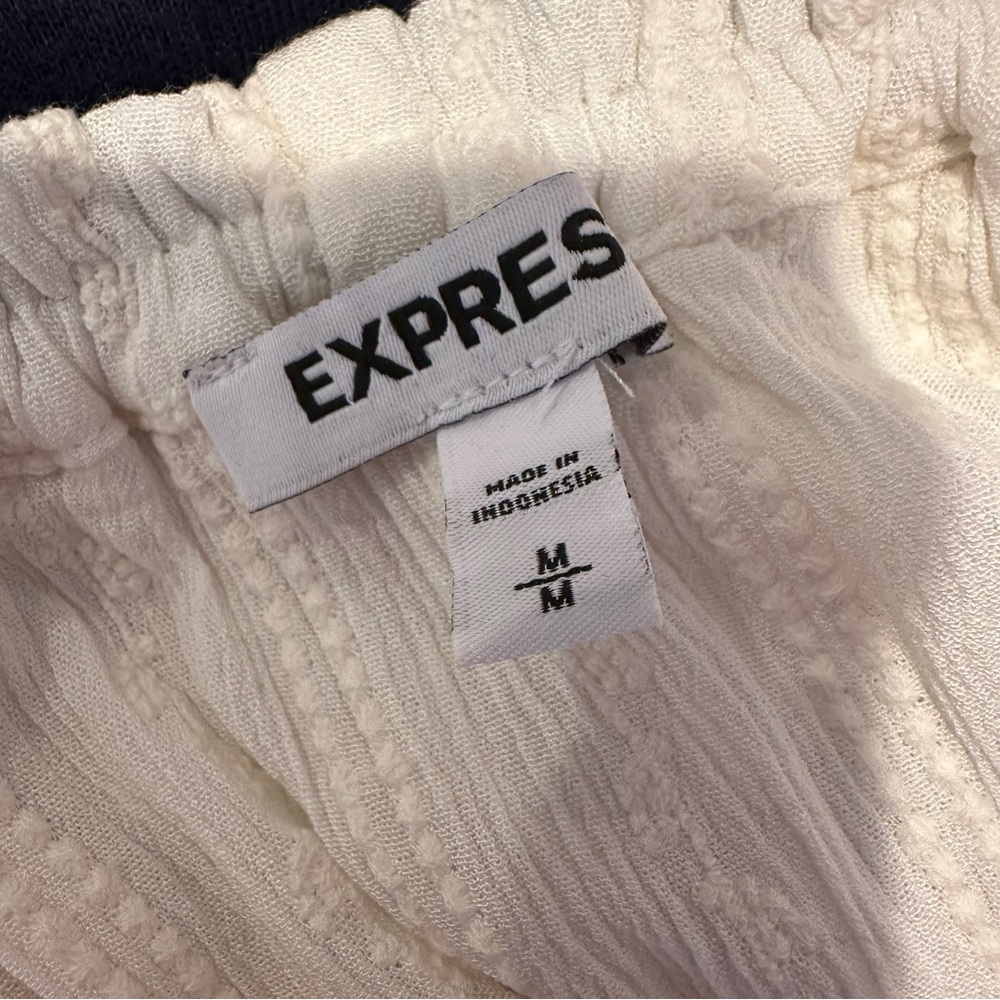 Express Cream Ruffled Tie Front Blouse - Picture 4 of 5